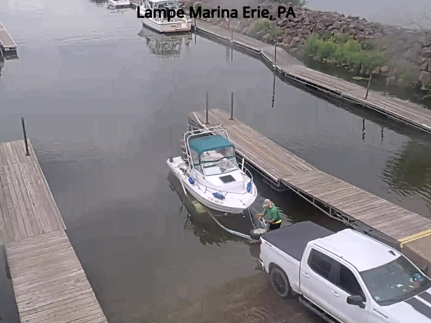 View of the water from the Lampe Marina (Erie) camera