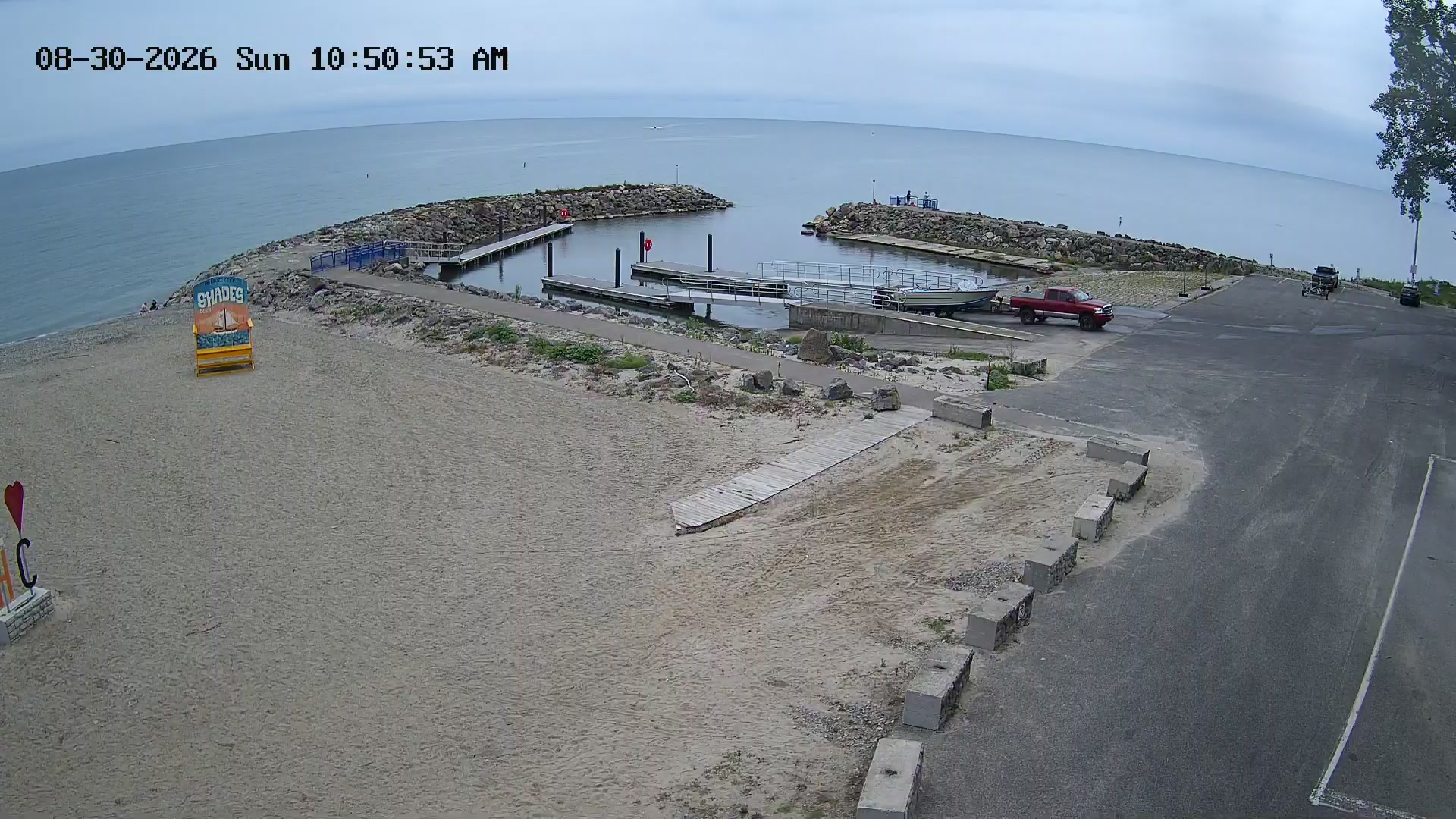 View of the water from the Shades Beach Boat Launch camera